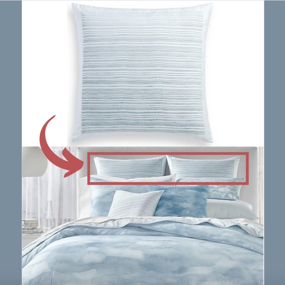 NIB $185 Hotel Collection Blue‎ Ethereal (2) Cotton European Pillow Shams #235